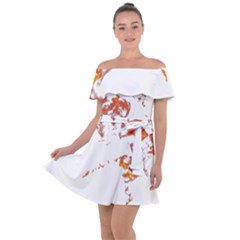 Can Walk On Fire, White Background Off Shoulder Velour Dress by picsaspassion