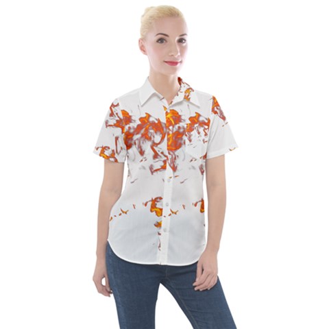 Can Walk On Fire, White Background Women s Short Sleeve Pocket Shirt by picsaspassion