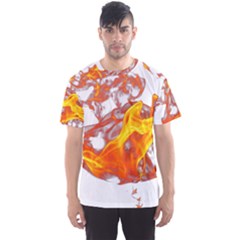 Can Walk On Volcano Fire, White Background Men s Sports Mesh Tee