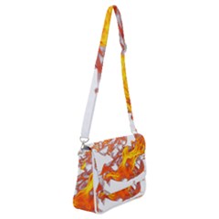 Can Walk On Volcano Fire, White Background Shoulder Bag With Back Zipper