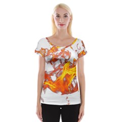Can Walk On Volcano Fire, White Background Cap Sleeve Top by picsaspassion