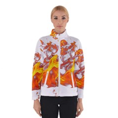 Can Walk On Volcano Fire, White Background Winter Jacket