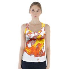 Can Walk On Volcano Fire, White Background Racer Back Sports Top by picsaspassion