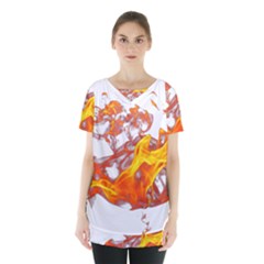 Can Walk On Volcano Fire, White Background Skirt Hem Sports Top by picsaspassion