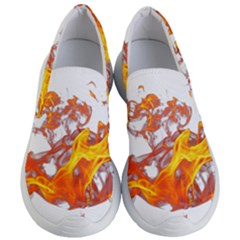 Can Walk On Volcano Fire, White Background Women s Lightweight Slip Ons by picsaspassion