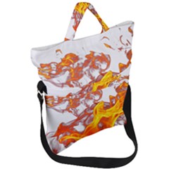 Can Walk On Volcano Fire, White Background Fold Over Handle Tote Bag by picsaspassion