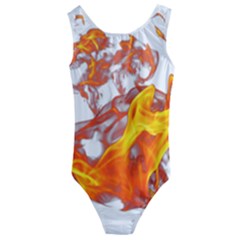 Can Walk On Volcano Fire, White Background Kids  Cut-out Back One Piece Swimsuit