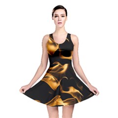 Can Walk On Volcano Fire, Black Background Reversible Skater Dress by picsaspassion