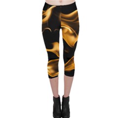 Can Walk On Volcano Fire, Black Background Capri Leggings  by picsaspassion