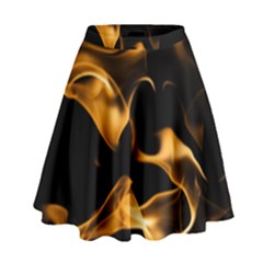 Can Walk On Volcano Fire, Black Background High Waist Skirt by picsaspassion