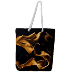 Can Walk On Volcano Fire, Black Background Full Print Rope Handle Tote (large) by picsaspassion