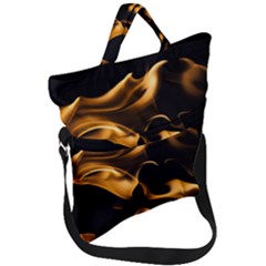 Can Walk On Volcano Fire, Black Background Fold Over Handle Tote Bag by picsaspassion