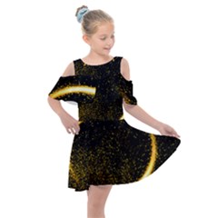 Cosmos Comet Dance, Digital Art Impression Kids  Shoulder Cutout Chiffon Dress