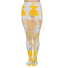 Autumn Maple Leaves, Floral Art Tights