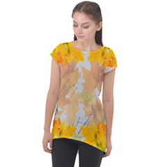 Autumn Maple Leaves, Floral Art Cap Sleeve High Low Top by picsaspassion