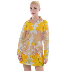 Autumn Maple Leaves, Floral Art Women s Long Sleeve Casual Dress by picsaspassion