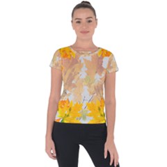 Autumn Maple Leaves, Floral Art Short Sleeve Sports Top  by picsaspassion