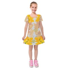 Autumn Maple Leaves, Floral Art Kids  Short Sleeve Velvet Dress by picsaspassion