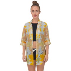 Autumn Maple Leaves, Floral Art Open Front Chiffon Kimono by picsaspassion