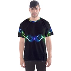 Colorful Neon Art Light Rays, Rainbow Colors Men s Sports Mesh Tee