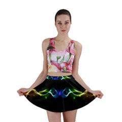 Colorful Neon Art Light Rays, Rainbow Colors Mini Skirt by picsaspassion