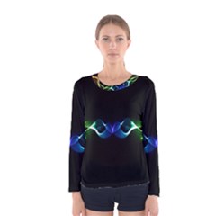 Colorful Neon Art Light Rays, Rainbow Colors Women s Long Sleeve Tee