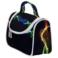 Colorful Neon Art Light Rays, Rainbow Colors Satchel Handbag by picsaspassion