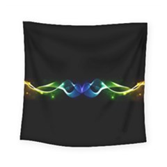 Colorful Neon Art Light Rays, Rainbow Colors Square Tapestry (small) by picsaspassion