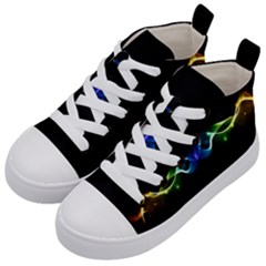 Colorful Neon Art Light Rays, Rainbow Colors Kids  Mid-top Canvas Sneakers by picsaspassion