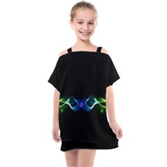 Colorful Neon Art Light Rays, Rainbow Colors Kids  One Piece Chiffon Dress