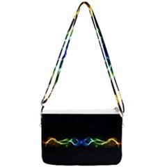 Colorful Neon Art Light Rays, Rainbow Colors Double Gusset Crossbody Bag