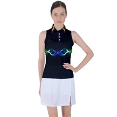 Colorful Neon Art Light Rays, Rainbow Colors Women’s Sleeveless Polo