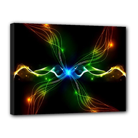 Colorful Neon Art Light Rays, Rainbow Colors Canvas 16  X 12  (stretched) by picsaspassion