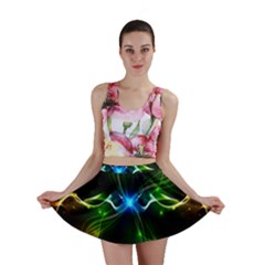 Colorful Neon Art Light Rays, Rainbow Colors Mini Skirt by picsaspassion