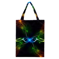 Colorful Neon Art Light Rays, Rainbow Colors Classic Tote Bag