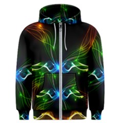 Colorful Neon Art Light Rays, Rainbow Colors Men s Zipper Hoodie