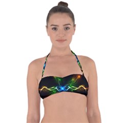 Colorful Neon Art Light Rays, Rainbow Colors Halter Bandeau Bikini Top by picsaspassion