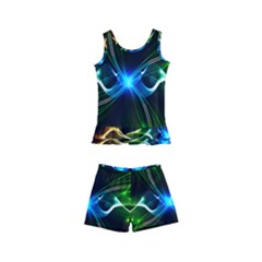 Colorful Neon Art Light Rays, Rainbow Colors Kids  Boyleg Swimsuit