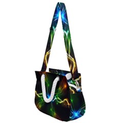 Colorful Neon Art Light Rays, Rainbow Colors Rope Handles Shoulder Strap Bag by picsaspassion