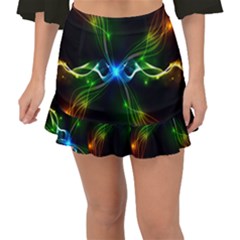 Colorful Neon Art Light Rays, Rainbow Colors Fishtail Mini Chiffon Skirt by picsaspassion