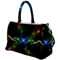 Colorful Neon Art Light Rays, Rainbow Colors Duffel Travel Bag