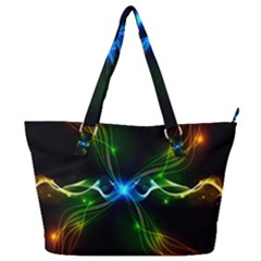 Colorful Neon Art Light Rays, Rainbow Colors Full Print Shoulder Bag