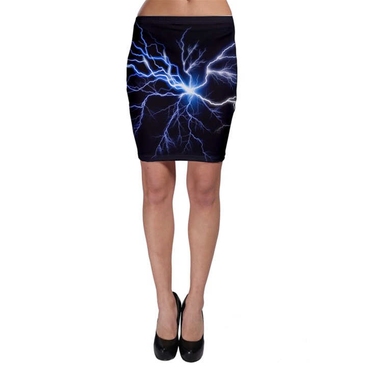Blue Thunder Colorful Lightning graphic impression Bodycon Skirt