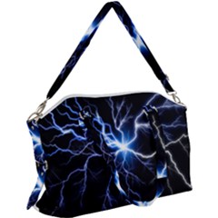 Blue Thunder Colorful Lightning Graphic Impression Canvas Crossbody Bag by picsaspassion