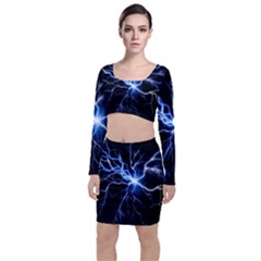 Blue Thunder Colorful Lightning Graphic Impression Top And Skirt Sets by picsaspassion