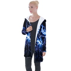 Blue Thunder Colorful Lightning Graphic Impression Longline Hooded Cardigan by picsaspassion