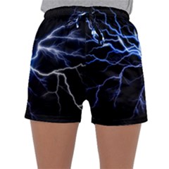 Blue Thunder Colorful Lightning Graphic Impression Sleepwear Shorts by picsaspassion