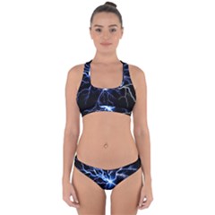 Blue Thunder Colorful Lightning Graphic Impression Cross Back Hipster Bikini Set by picsaspassion