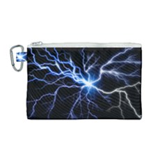 Blue Thunder Colorful Lightning Graphic Impression Canvas Cosmetic Bag (medium) by picsaspassion