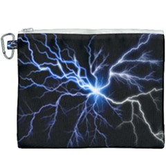 Blue Thunder Colorful Lightning Graphic Impression Canvas Cosmetic Bag (xxxl) by picsaspassion